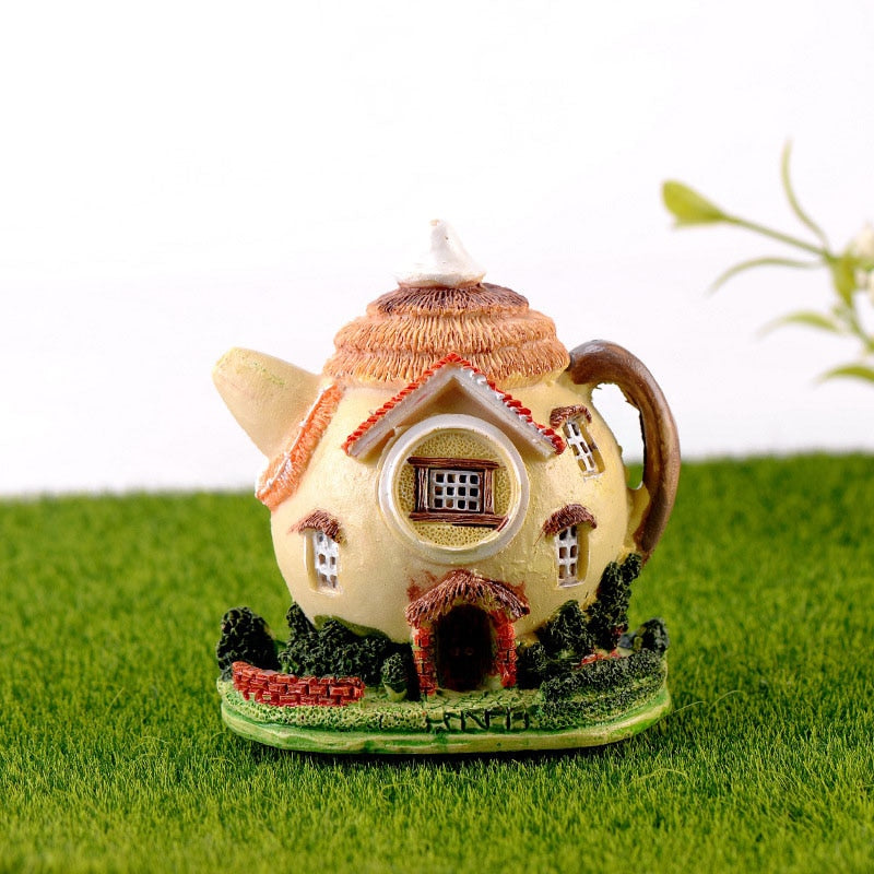 Teapot House Miniature Fairy Garden Miniaturas Micro Moss Landscape Diy Terrarium Accessories Figurines for Home Decor
