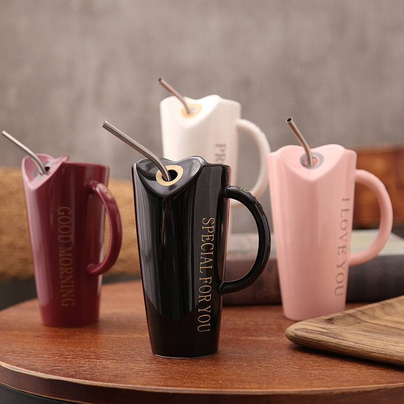 Novelty Ceramic Cup with Straw